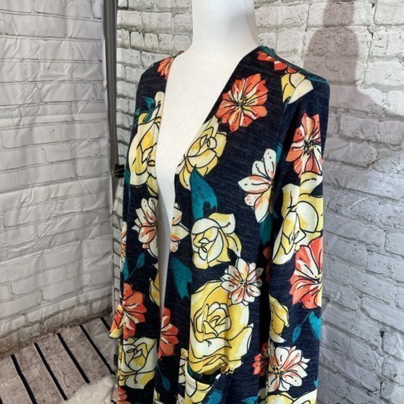 LULAROE Yellow Coral Floral Sarah Medium - Picture 6 of 9